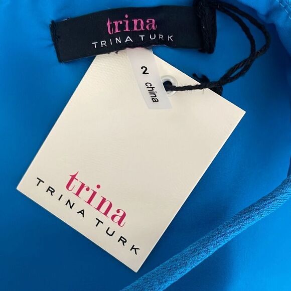 Trina Turk High Neck Ruffle Hem Mini Dress 2 - Picture 9 of 9